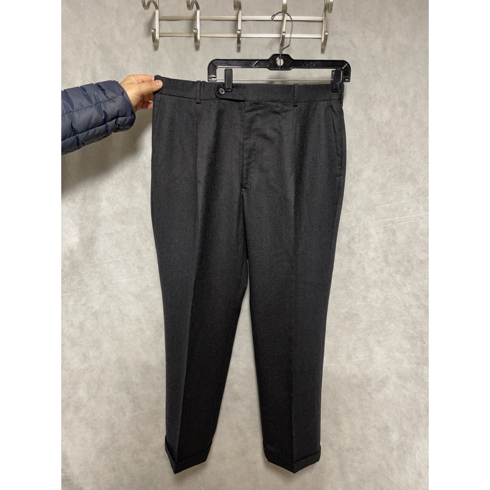 Tom James Pants Men 36X31 Gray Royal Classic Dress Winter Flannel Bespoke Luxury